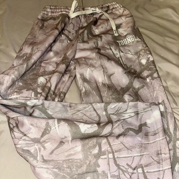 YoungLA Camouflage Sweatpants - Gray and White - Picture 1 of 5